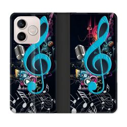 Housse Cuir Portefeuille Pour Honor 600 Lite 5G Musique Cle Sol Bleu