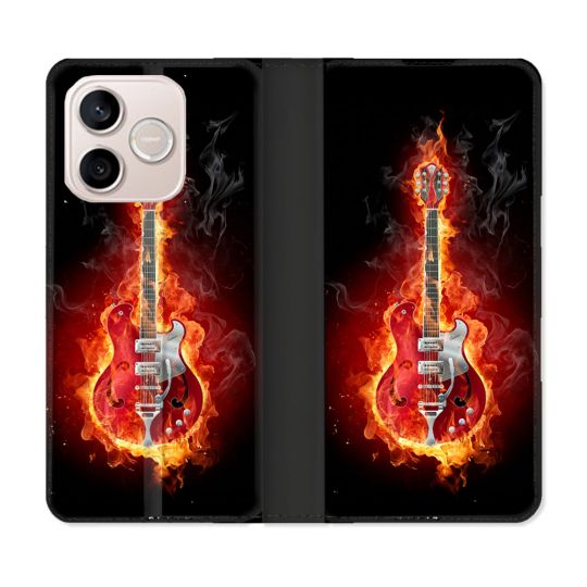 Housse Cuir Portefeuille Pour Honor 600 Lite 5G Musique Guitare Electrique