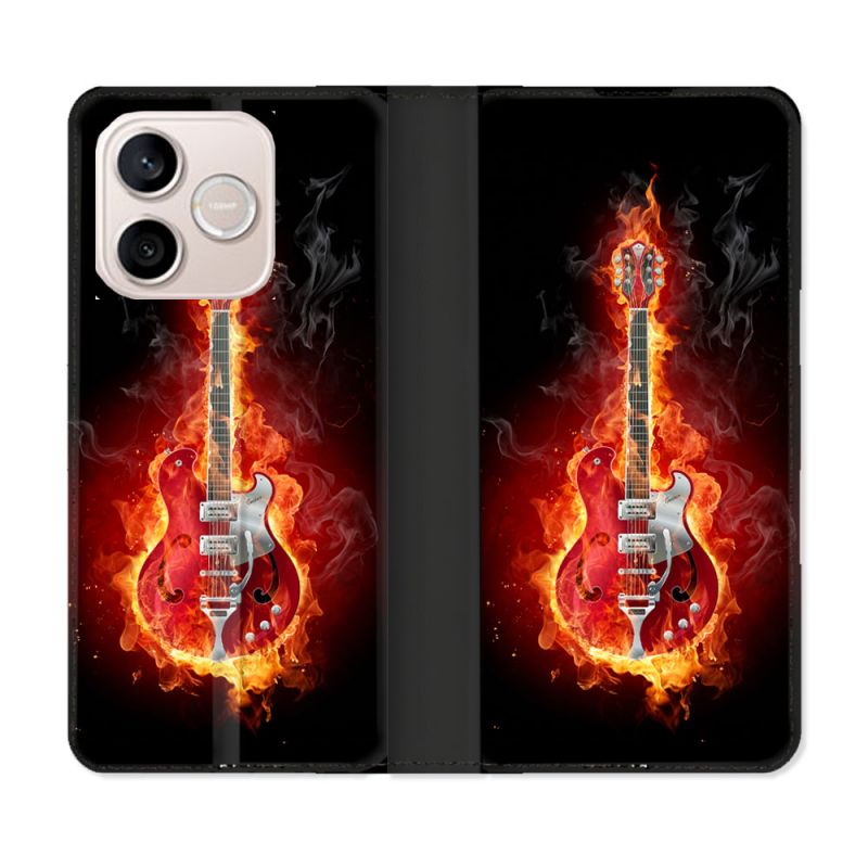 Housse Cuir Portefeuille Pour Honor 600 Lite 5G Musique Guitare Electrique