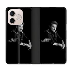 Housse Cuir Portefeuille Pour Honor 600 Lite 5G Musique Johnny Hallyday Noir