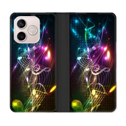 Housse Cuir Portefeuille Pour Honor 600 Lite 5G Musique Partition Multicolore