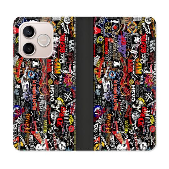 Housse Cuir Portefeuille Pour Honor 600 Lite 5G Musique Rock Groupe