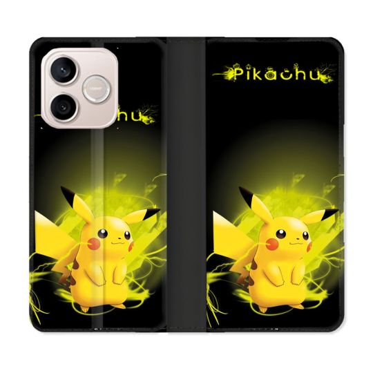 Housse Cuir Portefeuille Pour Honor 600 Lite 5G Pokemon Pikachu Eclair