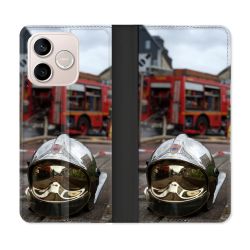 Housse Cuir Portefeuille Pour Honor 600 Lite 5G Pompier Casque Camion