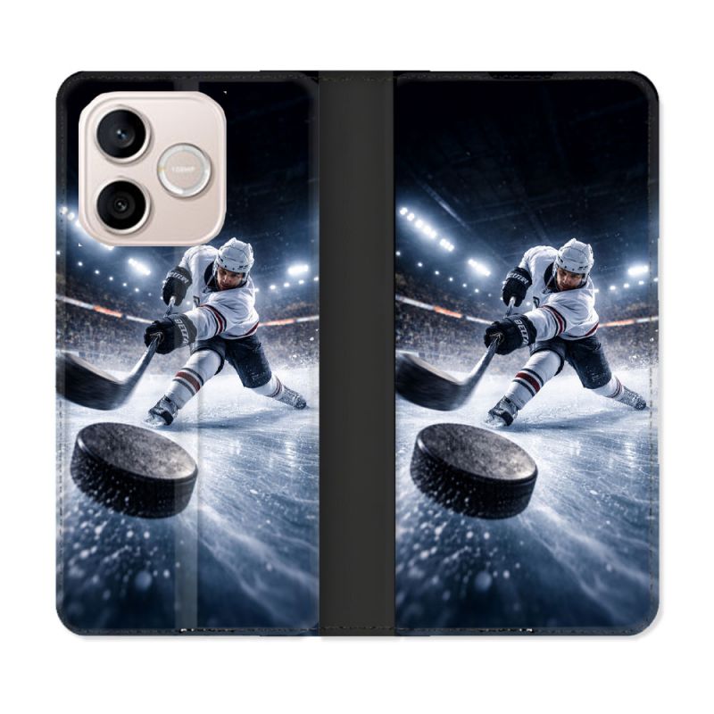 Housse Cuir Portefeuille Pour Honor 600 Lite 5G Sport Hockey sur Glace