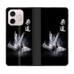 Housse Cuir Portefeuille Pour Honor 600 Lite 5G Sport Judo Noir
