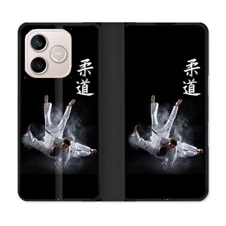 Housse Cuir Portefeuille Pour Honor 600 Lite 5G Sport Judo Noir