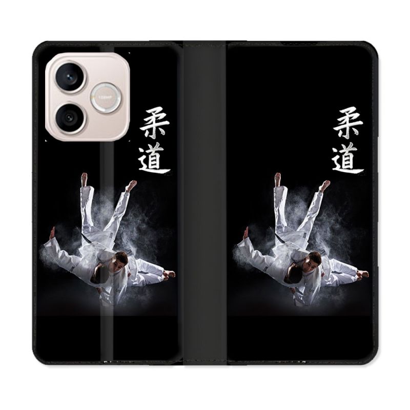 Housse Cuir Portefeuille Pour Honor 600 Lite 5G Sport Judo Noir