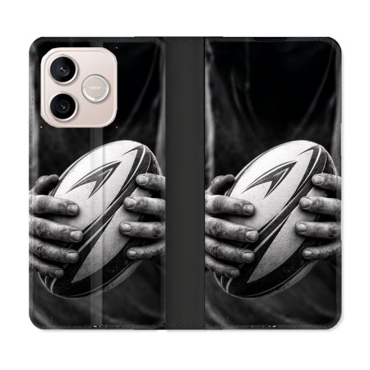 Housse Cuir Portefeuille Pour Honor 600 Lite 5G Sport Rugby Ballon Moderne