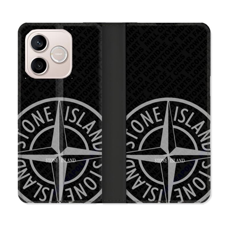 Housse Cuir Portefeuille Pour Honor 600 Lite 5G Stone Island Gris