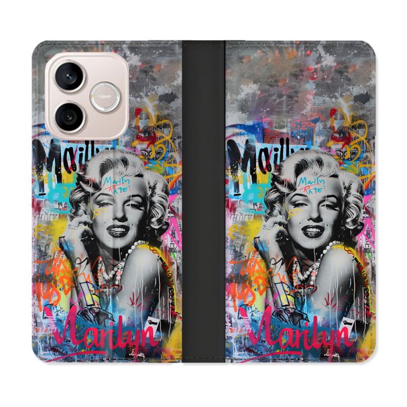 Housse Cuir Portefeuille Pour Honor 600 Lite 5G Street Art Maryline Monroe