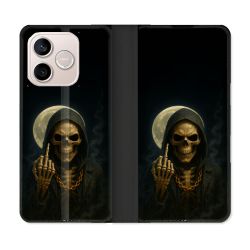 Housse Cuir Portefeuille Pour Honor 600 Lite 5G Tete de Mort Doigt 2026