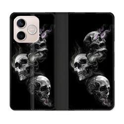Housse Cuir Portefeuille Pour Honor 600 Lite 5G Tete de Mort Triple