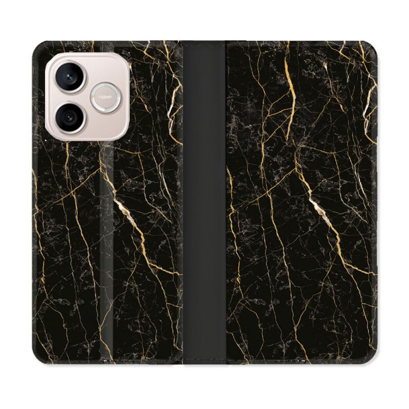 Housse Cuir Portefeuille Pour Honor 600 Lite 5G Texture Marbre Noir