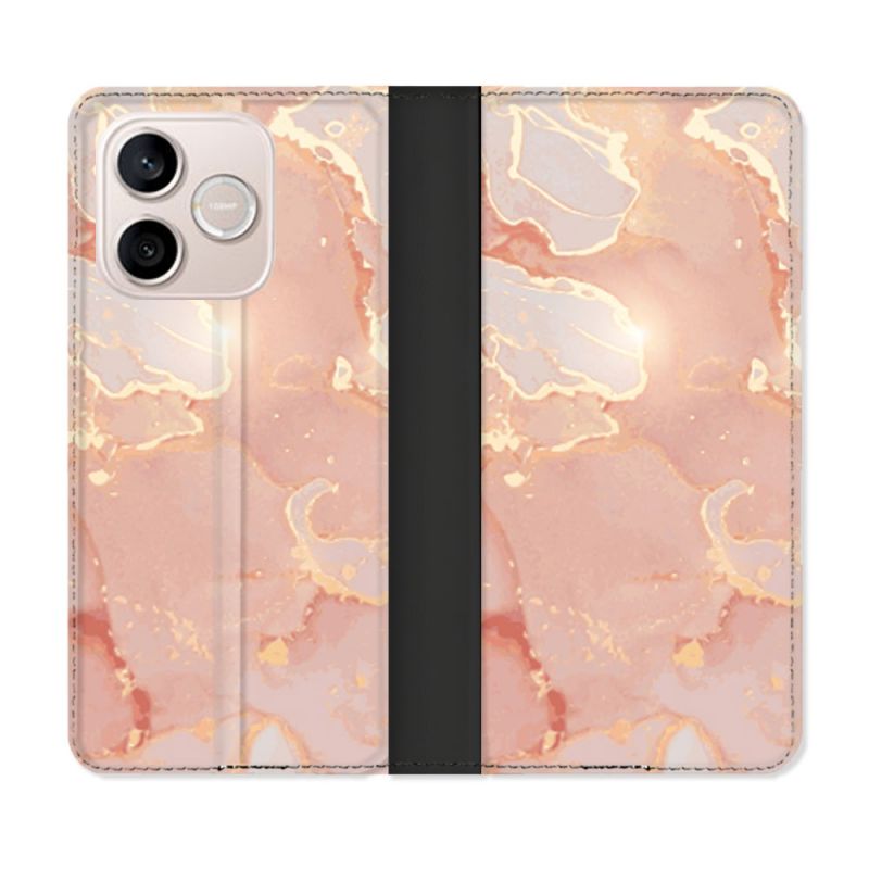Housse Cuir Portefeuille Pour Honor 600 Lite 5G Texture Marbre Rose