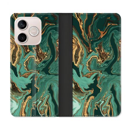 Housse Cuir Portefeuille Pour Honor 600 Lite 5G Texture Marbre Vert