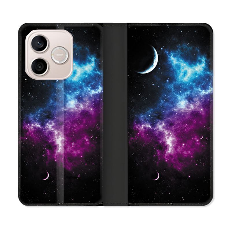 Housse Cuir Portefeuille Pour Honor 600 Lite 5G Univers Bleu Violet