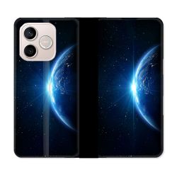 Housse Cuir Portefeuille Pour Honor 600 Lite 5G Univers Planete Terre