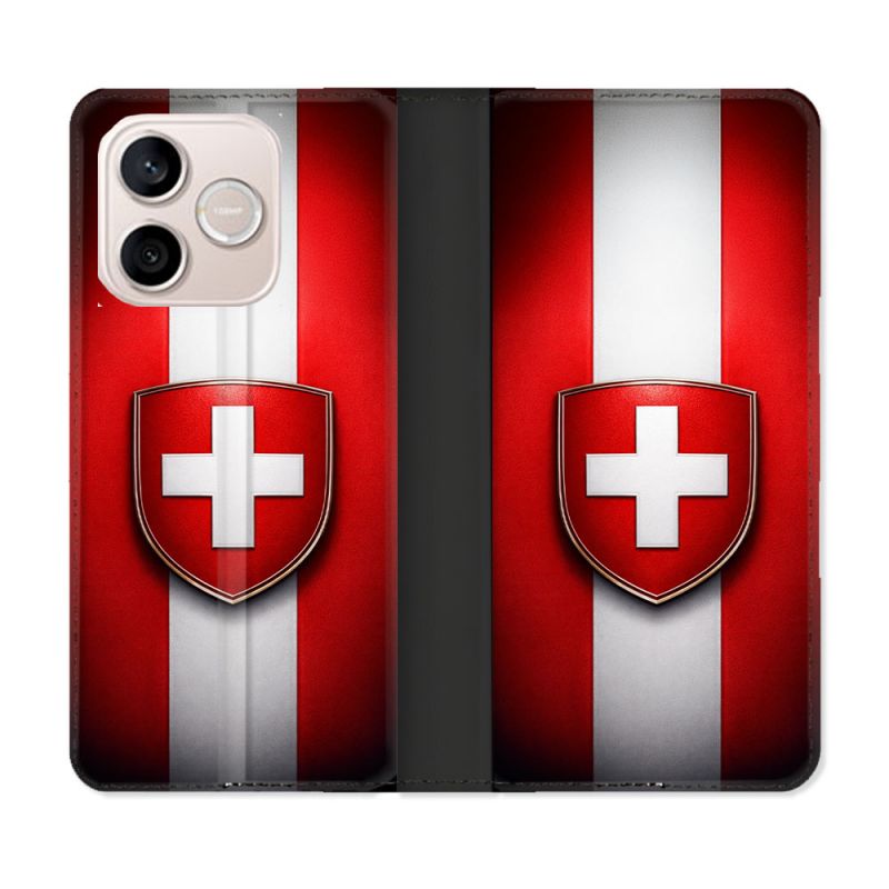 Housse Cuir Portefeuille Pour Honor 600 Lite 5G Voyage Drapeau Suisse