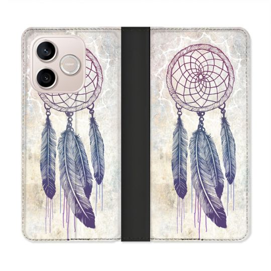 Housse Cuir Portefeuille Pour Honor 600 Lite 5G Zen Attrape Reve Blanc