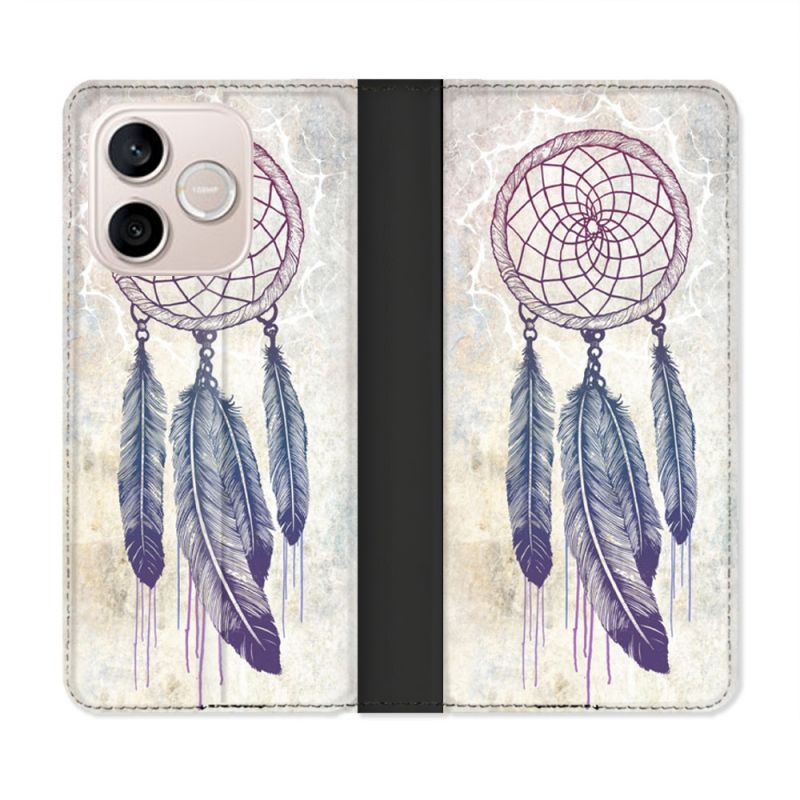 Housse Cuir Portefeuille Pour Honor 600 Lite 5G Zen Attrape Reve Blanc