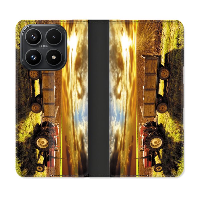 Housse Cuir Portefeuille Pour Xiaomi 17 Agriculture Tracteur Color