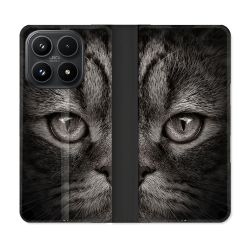 Housse Cuir Portefeuille Pour Xiaomi 17 Animal Chat Gris
