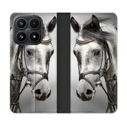 Housse Cuir Portefeuille Pour Xiaomi 17 Animal Cheval Blanc