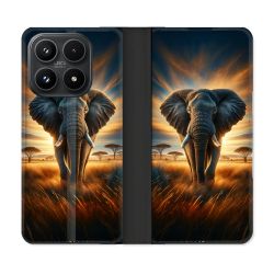 Housse Cuir Portefeuille Pour Xiaomi 17 Animal Elephant Savane