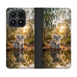 Housse Cuir Portefeuille Pour Xiaomi 17 Animal Koala Reflet