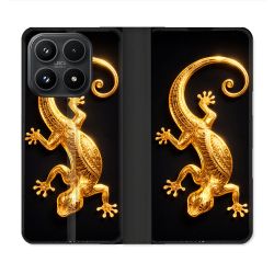 Housse Cuir Portefeuille Pour Xiaomi 17 Animal Lezard Noir 2026