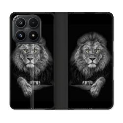 Housse Cuir Portefeuille Pour Xiaomi 17 Animal Lion Majestueux