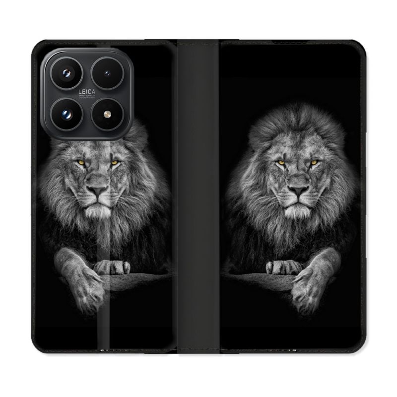 Housse Cuir Portefeuille Pour Xiaomi 17 Animal Lion Majestueux