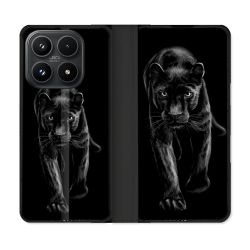 Housse Cuir Portefeuille Pour Xiaomi 17 Animal Panthère Noire