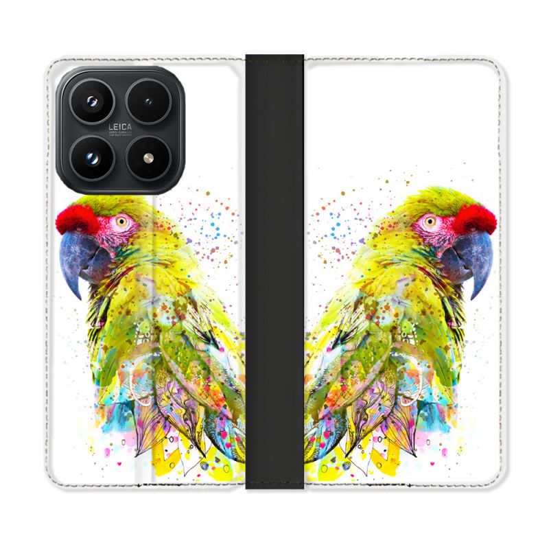 Housse Cuir Portefeuille Pour Xiaomi 17 Animal Perroquet Jaune