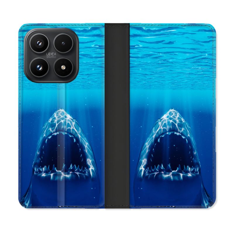 Housse Cuir Portefeuille Pour Xiaomi 17 Animal Requin Dent