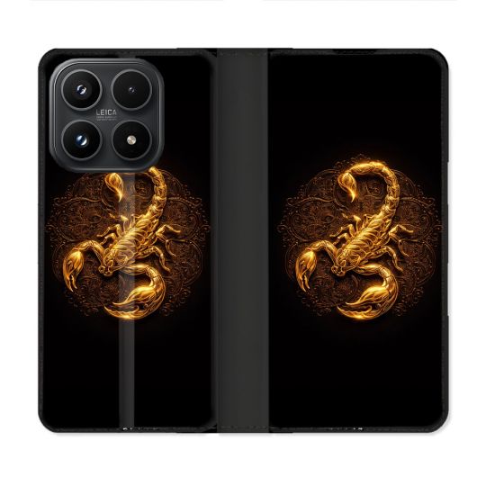 Housse Cuir Portefeuille Pour Xiaomi 17 Animal Scorpion Fresque 2026