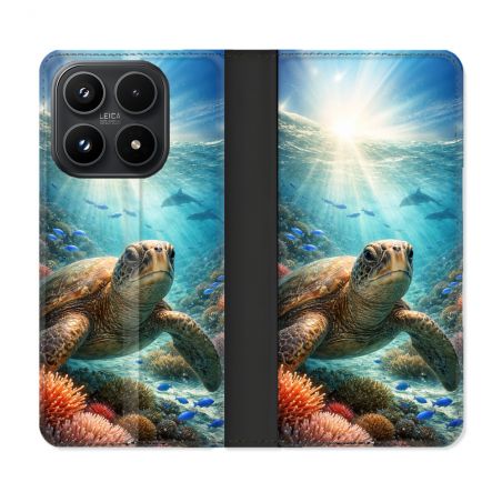 Housse Cuir Portefeuille Pour Xiaomi 17 Animal Tortue Marine