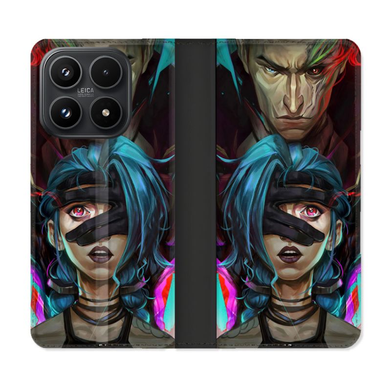 Housse Cuir Portefeuille Pour Xiaomi 17 Arcane Jinx Bleu