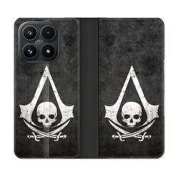 Housse Cuir Portefeuille Pour Xiaomi 17 Assassin Creed Tete Mort