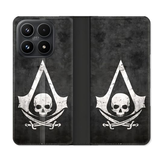 Housse Cuir Portefeuille Pour Xiaomi 17 Assassin Creed Tete Mort