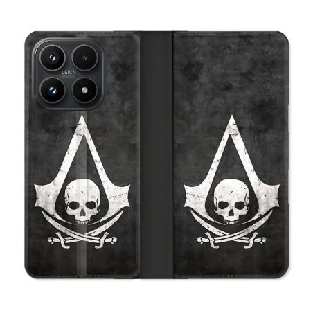Housse Cuir Portefeuille Pour Xiaomi 17 Assassin Creed Tete Mort
