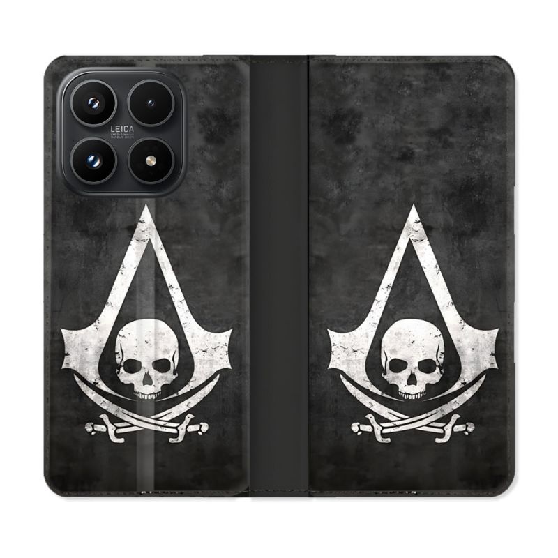 Housse Cuir Portefeuille Pour Xiaomi 17 Assassin Creed Tete Mort