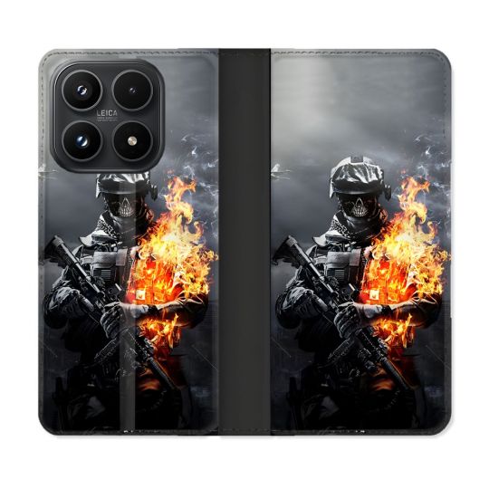 Housse Cuir Portefeuille Pour Xiaomi 17 Call Of Duty Squelette