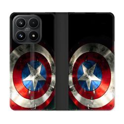 Housse Cuir Portefeuille Pour Xiaomi 17 Captain America Bouclier