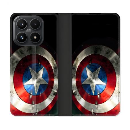 Housse Cuir Portefeuille Pour Xiaomi 17 Captain America Bouclier