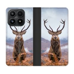 Housse Cuir Portefeuille Pour Xiaomi 17 Chasse Chevreuil Montagne