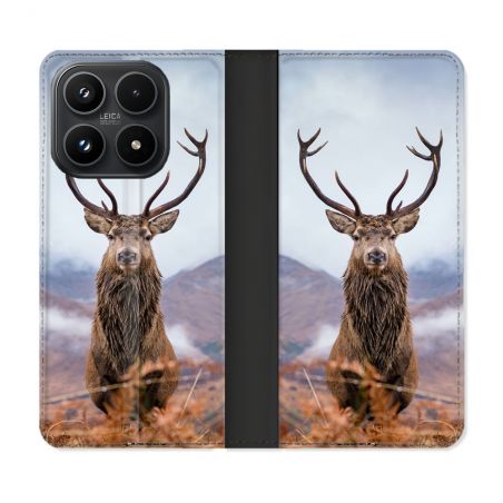 Housse Cuir Portefeuille Pour Xiaomi 17 Chasse Chevreuil Montagne