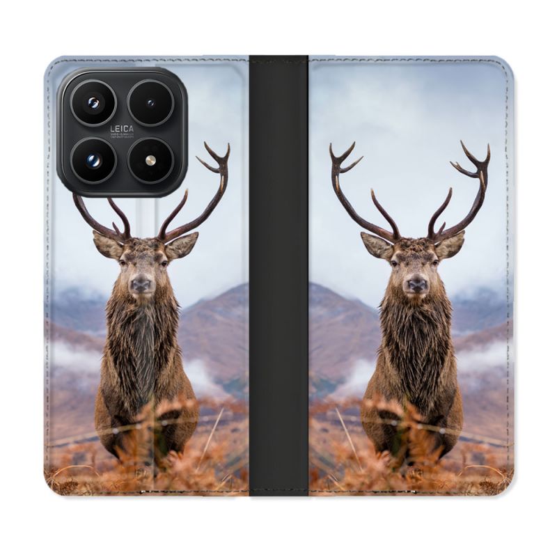 Housse Cuir Portefeuille Pour Xiaomi 17 Chasse Chevreuil Montagne