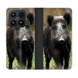 Housse Cuir Portefeuille Pour Xiaomi 17 Chasse Sanglier bois